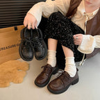 Damen modische Schnürschuhe mit klobiger Sohle und glänzender Oberfläche R&B