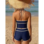 Damen Sportliches Bikini Set mit Crop-Top und High-Waist Shorts