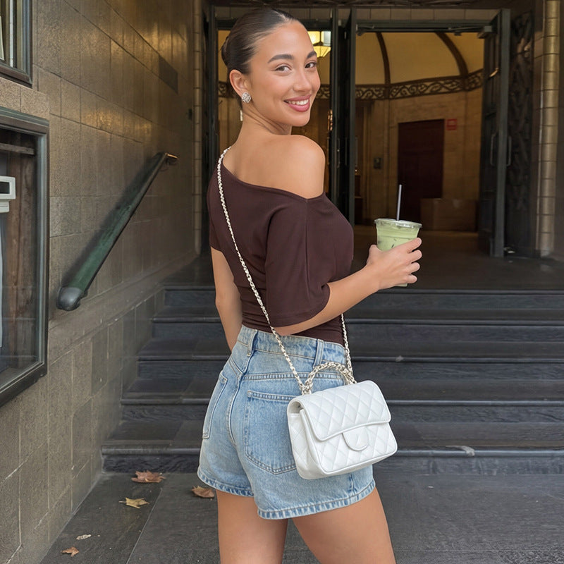 Damen Offshoulder Oberteil mit Schnürung R&B