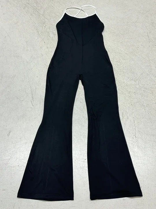 Damen Fluffiger Jumpsuit mit weiten Beinen und raffiniertem Rückenausschnitt R&B