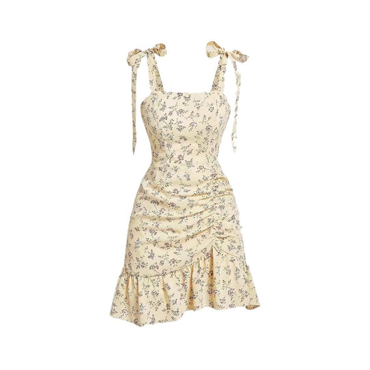 Damen verspieltes Mini-Kleid mit Rüschendetails und Schleifen R&B