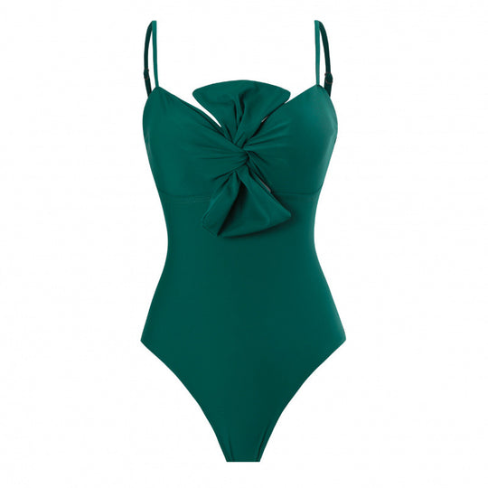 Damen Einteiler Badeanzug mit verstellbaren Trägern und eleganter Raffung R&B