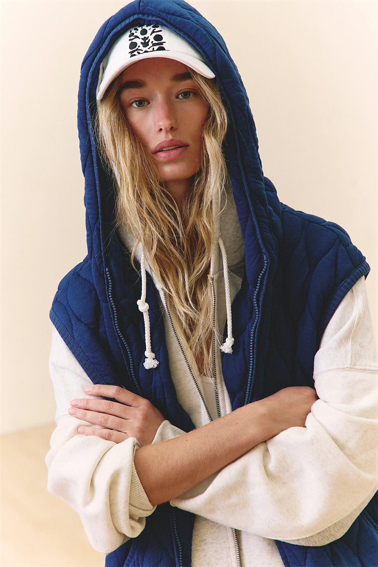 Damen Weste mit Kapuze und leicht gepolstertem Design R&B
