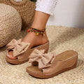 Damen Wedge-Pantoletten mit dekorativem Schleifen-Design und rutschfester Sohle