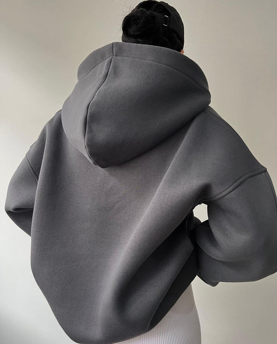DamenOversized Sweater mit Eingrifftaschen und Kapuze R&B