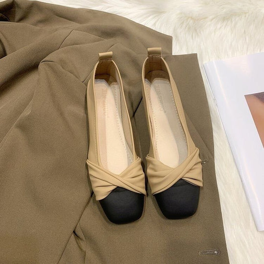 Damen Ballerinas mit modernem Knotendesign und kontrastierender Sohle R&B
