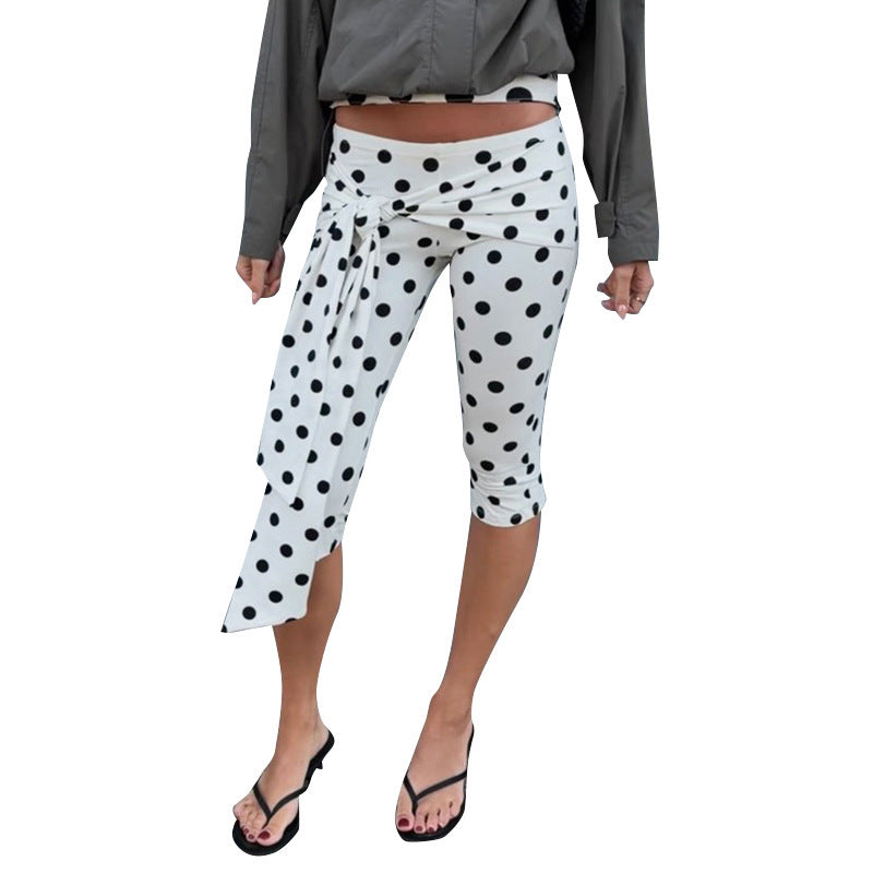 Damen Polka-Dot Culottes mit elegantem Bindegürtel R&B