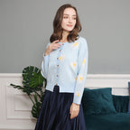 Damen Knopfpullover mit Blumenmuster R&B