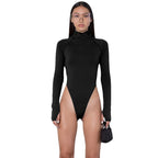 Damen Langarm-Bodysuit mit hohem Kragen und figurschmeichelndem Schnitt R&B