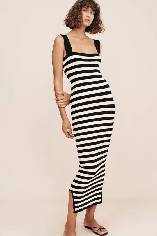 Damen Maxikleid mit gestreiftem Design R&B