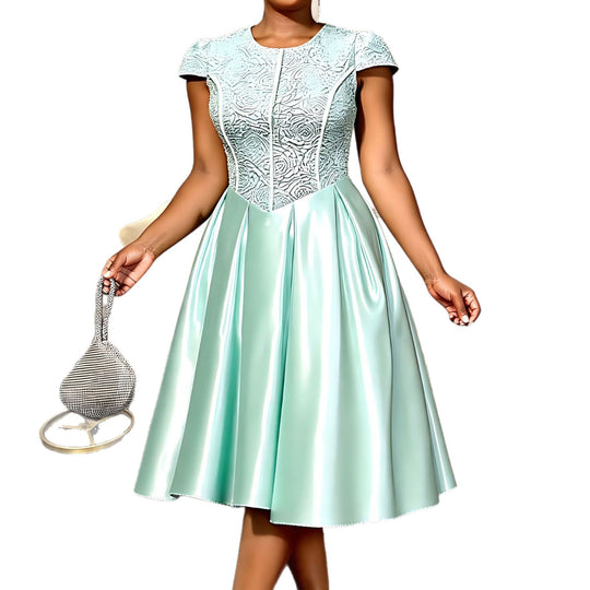 Damen Festliches Cocktailkleid mit floralem Spitzenoberteil und schwingendem Rock R&B