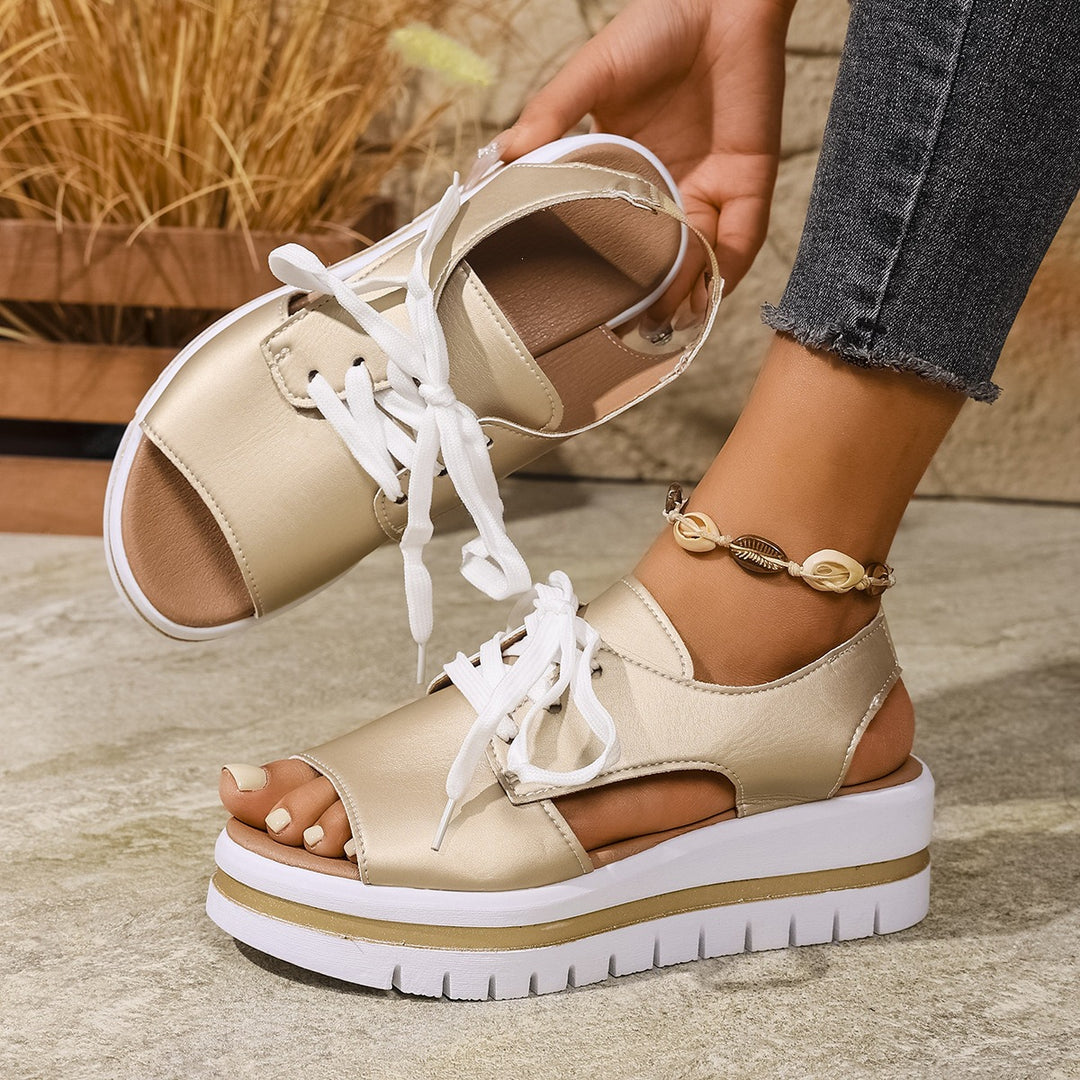 Damen sportliche Plateau-Sandalen mit atmungsaktivem Obermaterial und modischem Design R&B