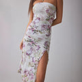 Damen Elegantes Bandeau-Kleid mit floralem Design und asymmetrischem Schnitt R&B