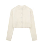 Damen cropped Strickjacke mit eleganten Knopfdetails R&B