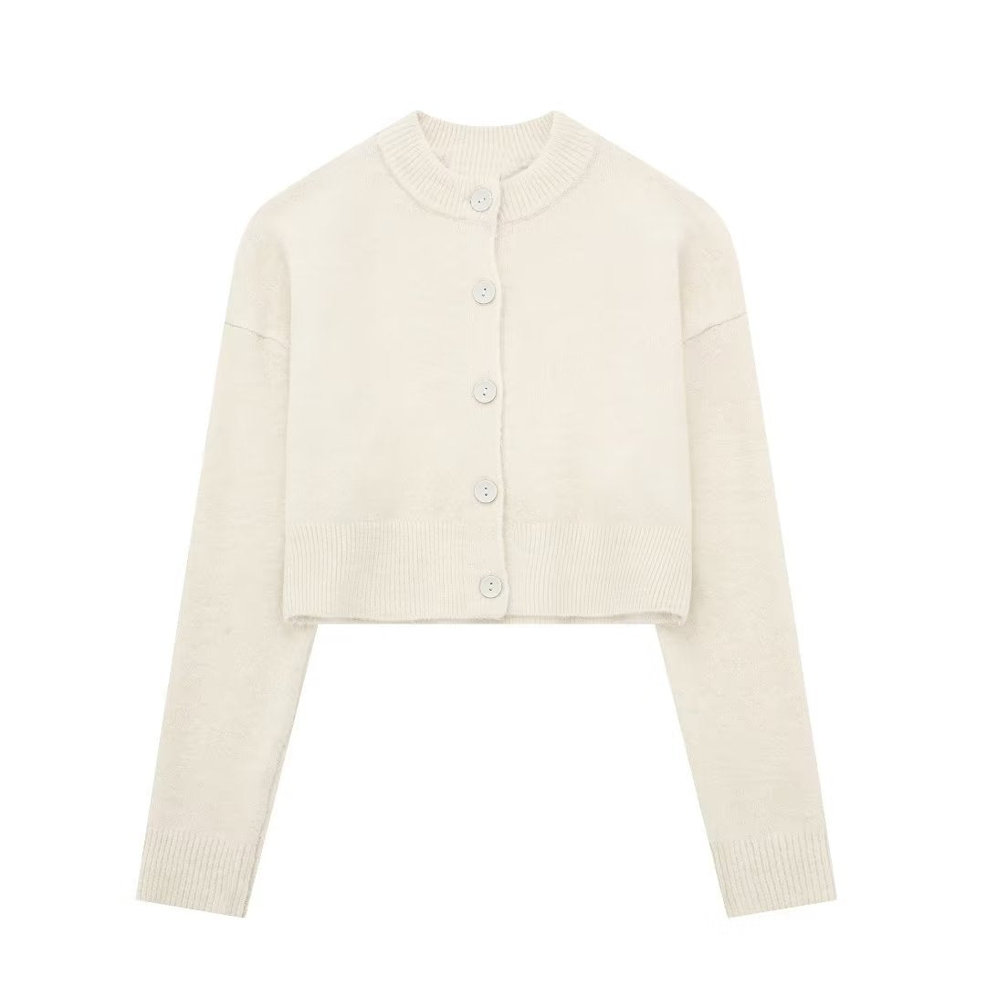 Damen cropped Strickjacke mit eleganten Knopfdetails R&B