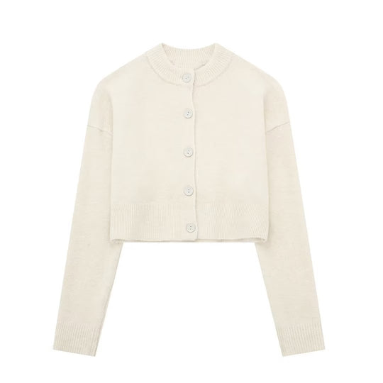 Damen cropped Strickjacke mit eleganten Knopfdetails R&B