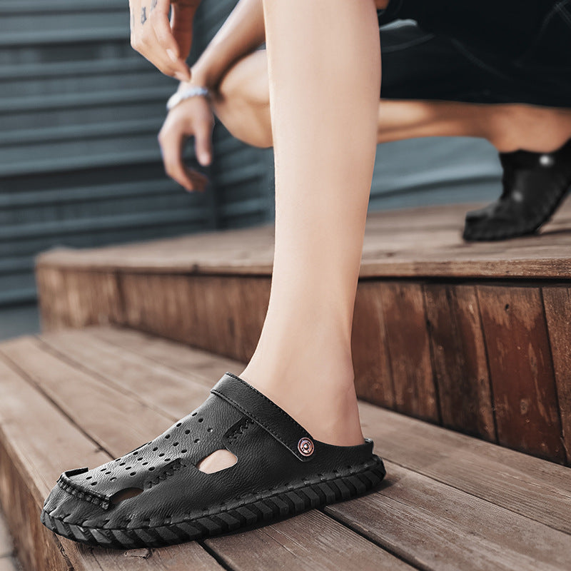 Damen Leder Sandalen mit atmungsaktiven Öffnungen von R&B