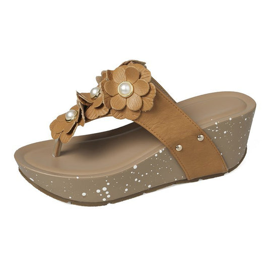 Damen Wedge-Sandaletten mit floralen Verzierungen und bequemer Absatztechnologie R&B