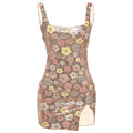 Damen Glitzerndes Minikleid mit floralem Design und seitlichem Schlitz R&B