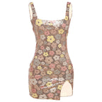 Damen Glitzerndes Minikleid mit floralem Design und seitlichem Schlitz R&B