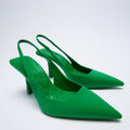 Damen elegante Slingback-Pumps mit spitzem Zehenbereich und komfortablem Blockabsatz R&B