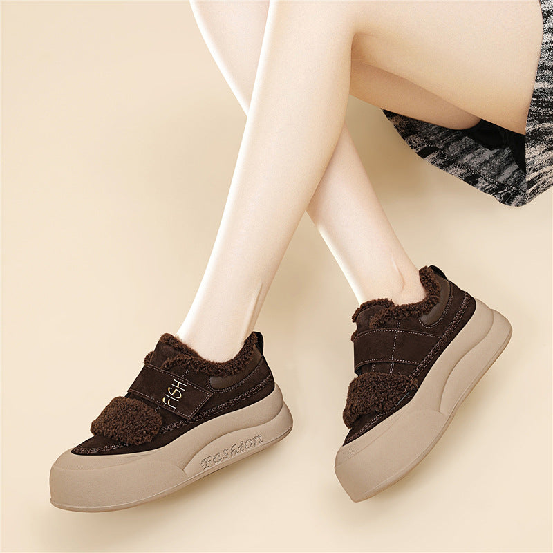 Damen Modische Sneaker mit kuscheligem Innenfutter und breitem Klettverschluss R&B