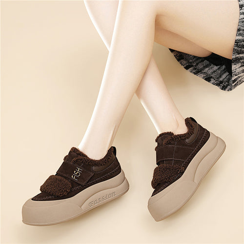 Damen Modische Sneaker mit kuscheligem Innenfutter und breitem Klettverschluss R&B