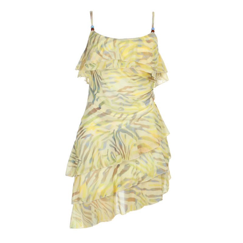 Damen Minikleid mit gestuftem Rüschendesign und trägerloser Silhouette R&B
