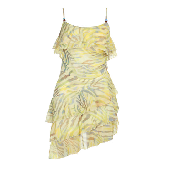 Damen Minikleid mit gestuftem Rüschendesign und trägerloser Silhouette R&B