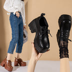 Damen Stiefeletten mit hohem Plateau und Schnürung