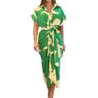 Damen nan Drapiertes Hemdmidikleid mit Taillenbindegürtel, seitlicher Drapage und Knopfleiste R&B