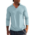 Herren Langarm-Shirt mit modernem V-Ausschnitt und strukturiertem Design R&B