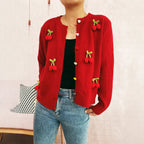 Damen Strickjacke mit fröhlichen Blumenapplikationen R&B