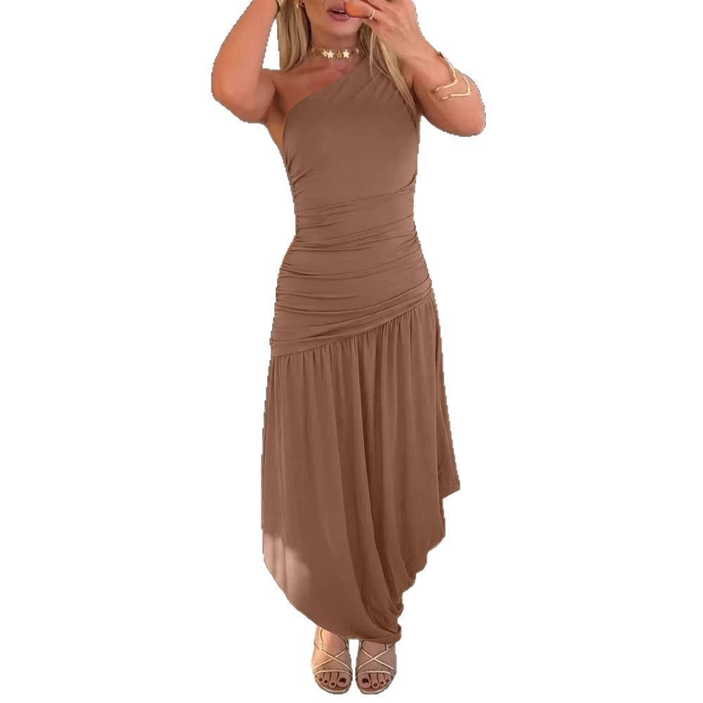 Damen One-Shoulder Maxikleid mit raffiniertem Wickelschnitt R&B