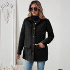 Damen Modische Utility-Jacke mit großen Taschen und goldenem Druck R&B