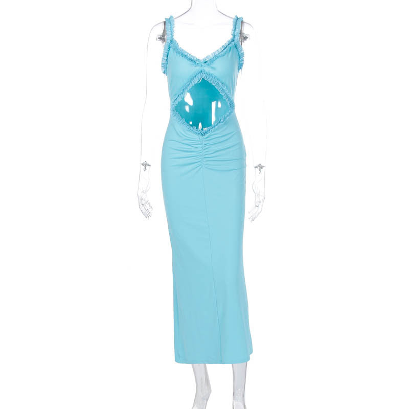 Damen Figurbetontes Wickelkleid mit raffinierten Cut-Outs und Rüschendetails R&B
