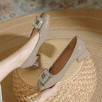Damen Elegante Ballerinas mit funkelnder Schmuckschnalle