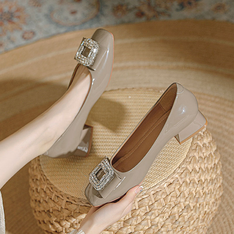 Damen Elegante Ballerinas mit funkelnder Schmuckschnalle