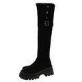 Damen Elegante Overknee-Stiefel mit modischem Riemen und Knopfdetails R&B