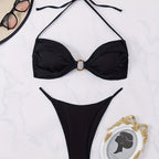 Damen Push-Up Bikini-Set mit modischem Ringdetail R&B