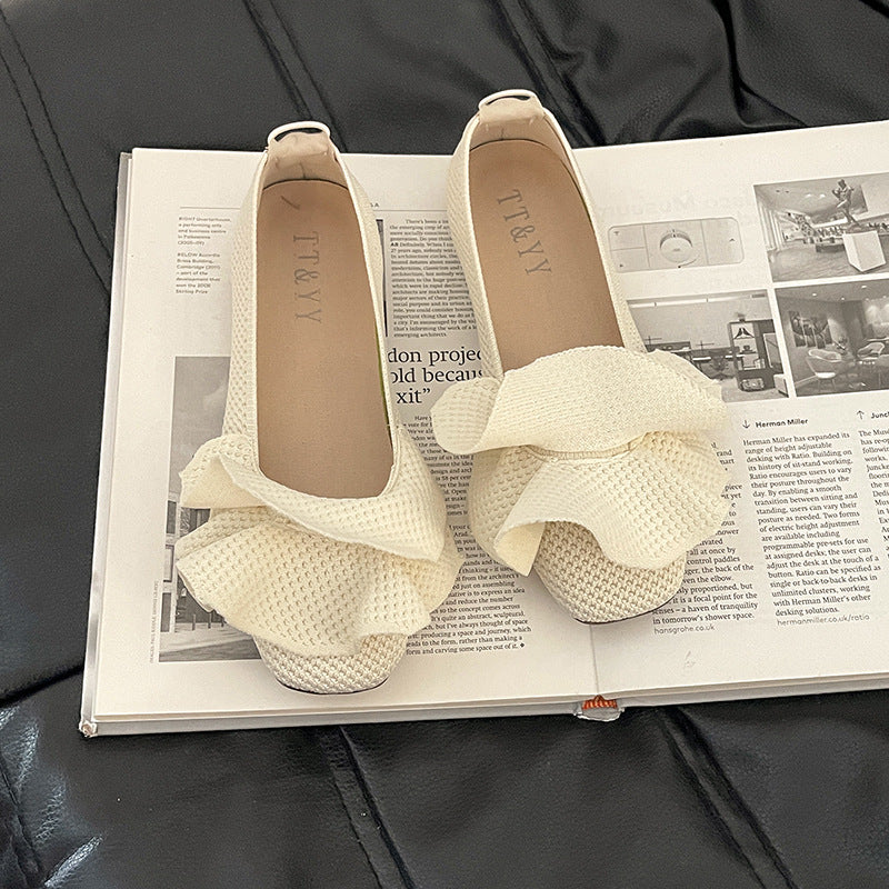 Damen Ballerina-Schuhe mit eleganter Rüschendekoration
