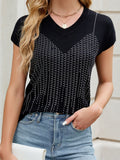 Damen Kurzarm Pullover mit schimmernden Strassdetails