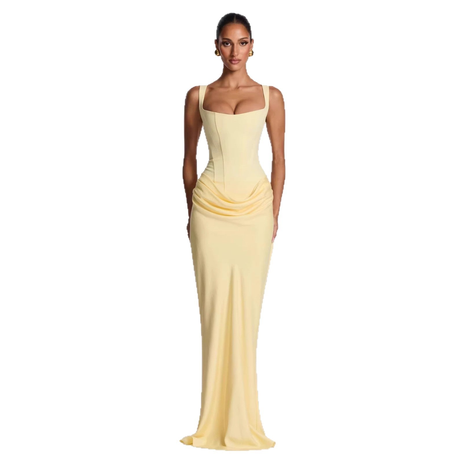 Damen Fließendes Maxi-Kleid mit asymmetrischem Schnitt und raffiniertem Drapé R&B
