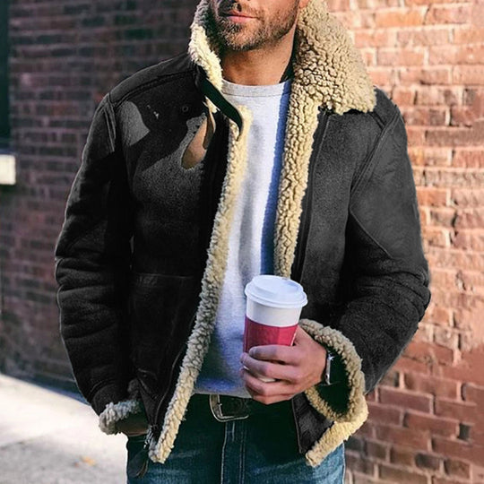 Herren gefütterte Lederjacke im Vintage-Stil R&B
