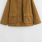 Damen lässige Utility-Jacke mit funktionalen Taschen und praktischer Knopfverschluss R&B