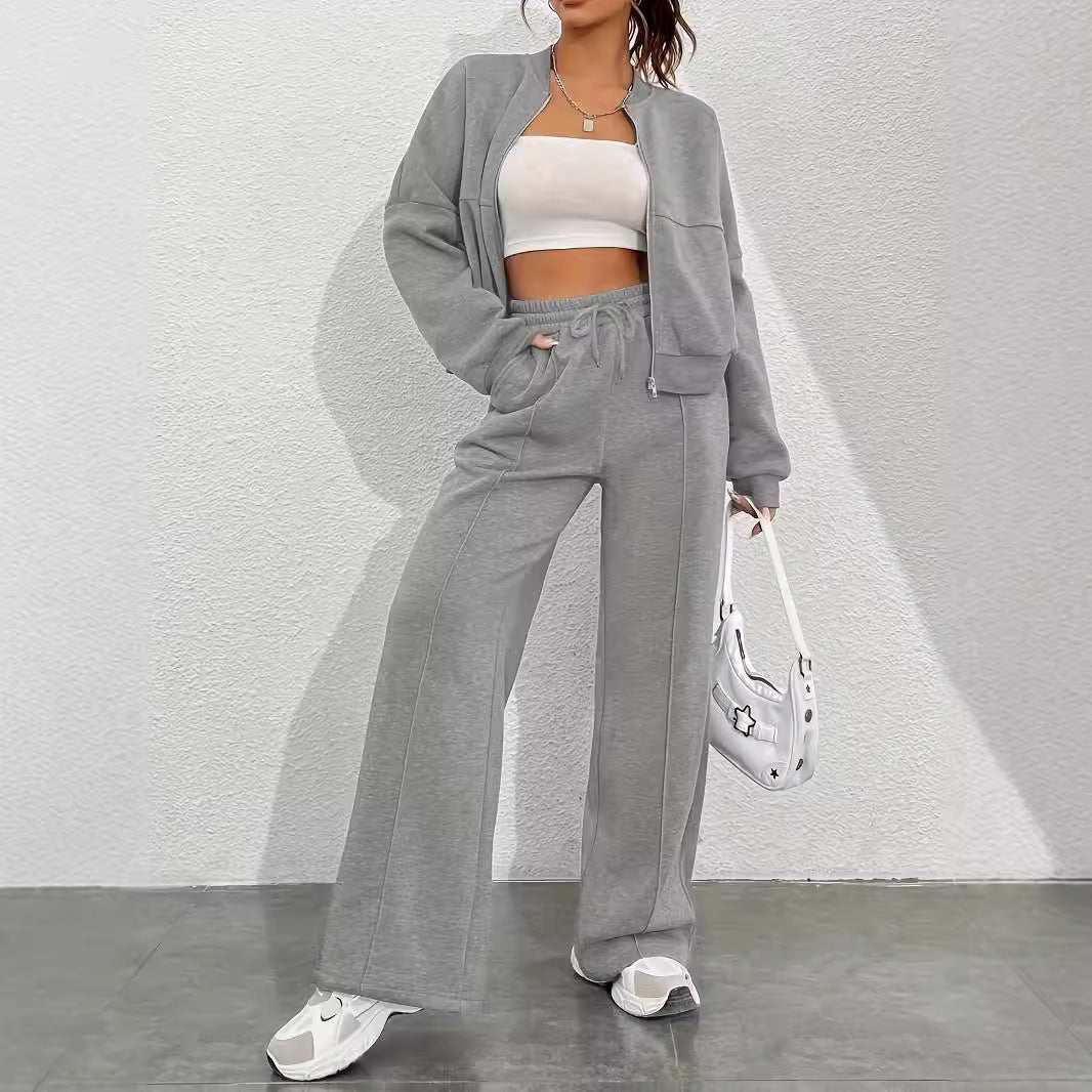 Damen lässiger Sweat-Anzug mit komfortablem Schnitt und praktischen Taschen