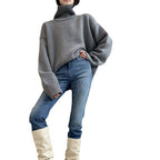 Damen gemütlicher Rollkragenpullover aus feinem Strick R&B
