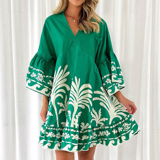 Damen Freizeitkleid mit voluminösen Ärmeln und strukturierten Rüschendetails R&B