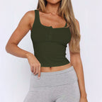Damen Tops mit Knopfdetails und figurbetontem Schnitt R&B