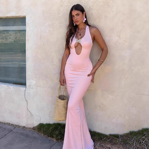 Damen Glamouröses Maxikleid mit extravaganten Cut-Out-Details R&B